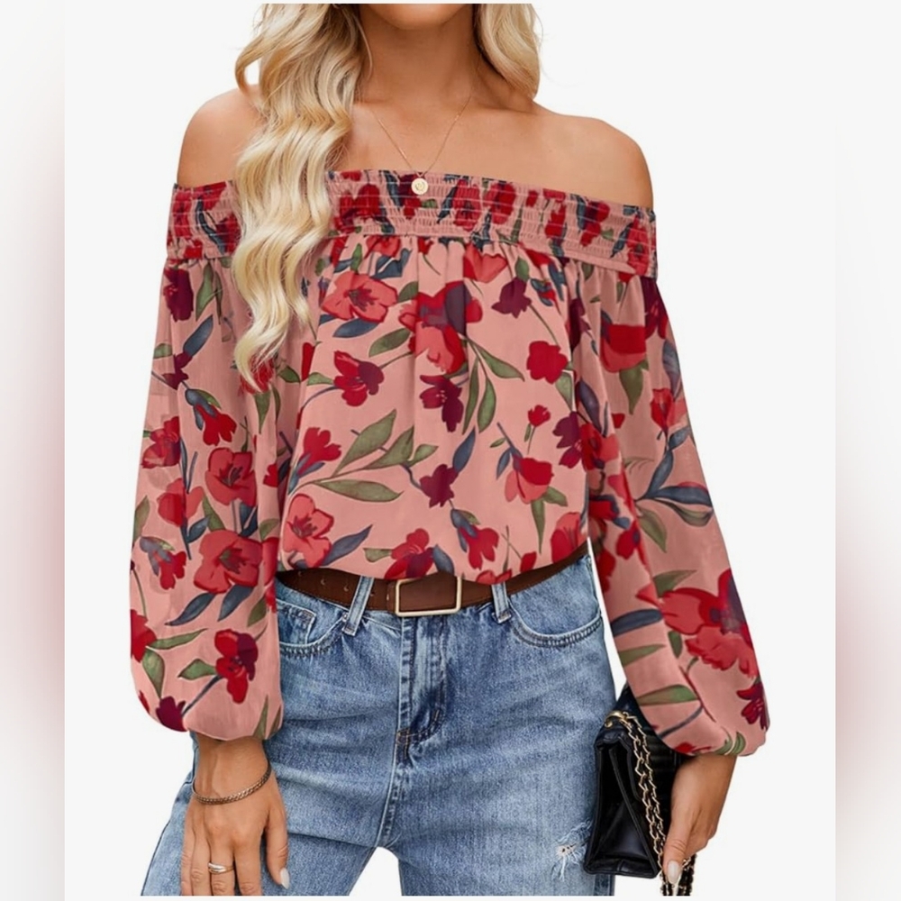 NWT Zesica Floral Off-Shoulder Top M Medium
